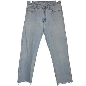 VTG Polo Jeans Co. Relaxed Straight Leg Jeans Cut Off Raw Hem Light Wash 32"x32"